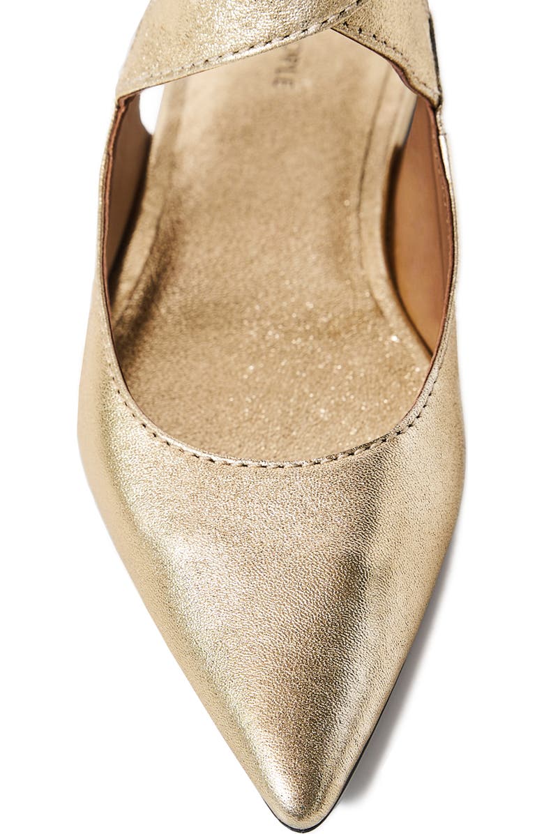 Free People Parisa Ankle Strap Pointed Toe Flat, Alternate, color, Champagne Metallic