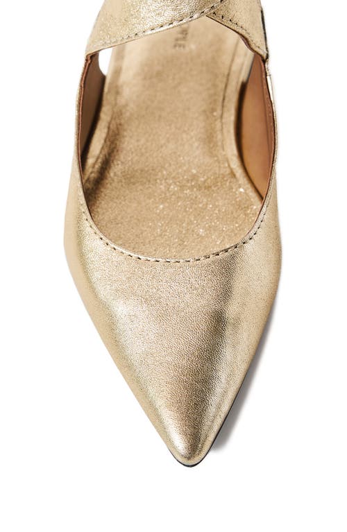 Free People Parisa Ankle Strap Pointed Toe Flat In Champagne Metallic