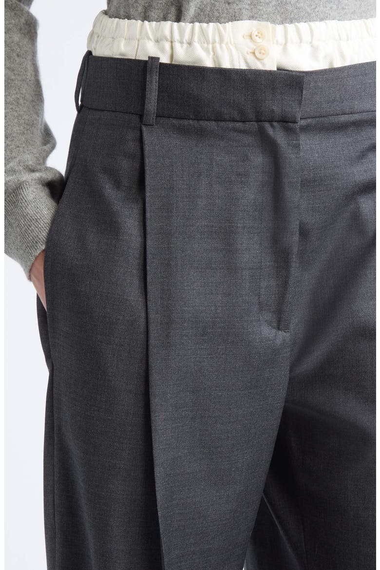 Boxer Waist Wool Wide Leg Pants, Alternate, color, DARK GREY MELANGE