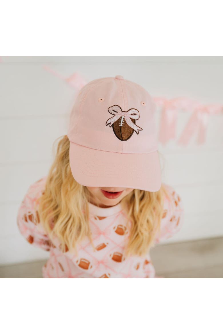 Football Bow Patch Baseball Hat, Alternate, color, Ballet Pink