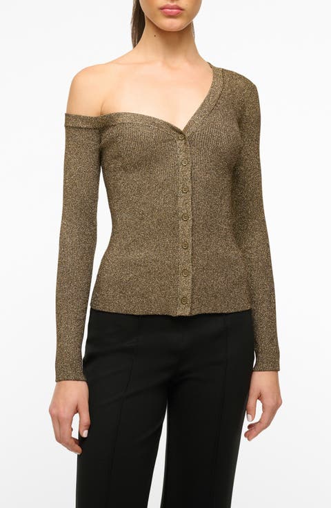Craftsman Metallic One-Shoulder Sweater