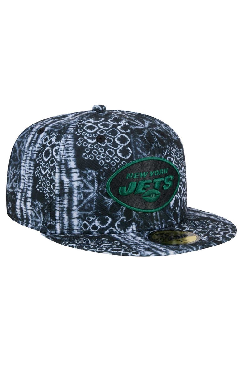 Men's New Era Black New York Jets Shibori 59FIFTY Fitted Hat, Alternate, color, Black