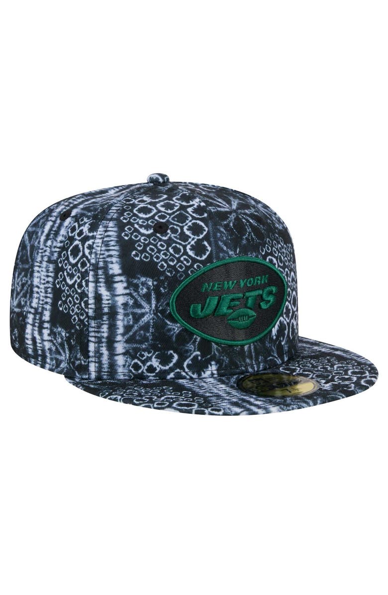 New Era Men's New Era Black New York Jets Shibori 59FIFTY Fitted Hat, Alternate, color, Black