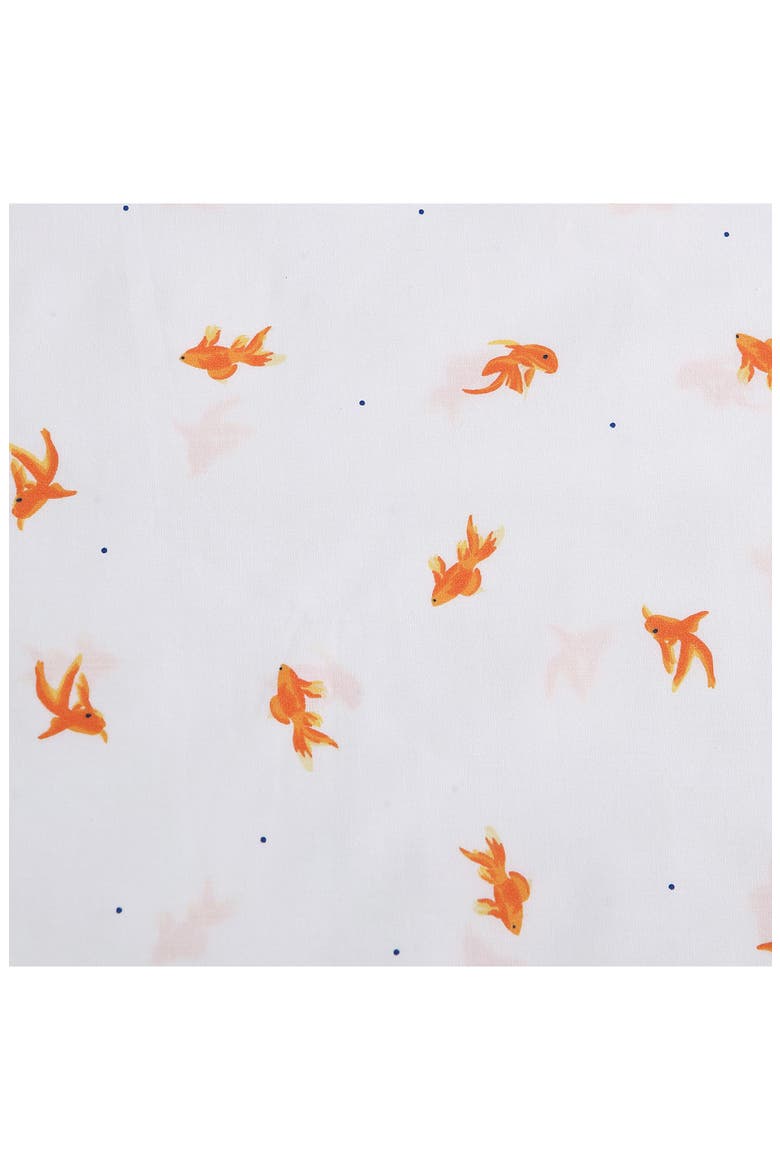 Goldfish Print 200 Thread Count Cotton Percale Sheet Set, Alternate, color, BRIGHT ORANGE