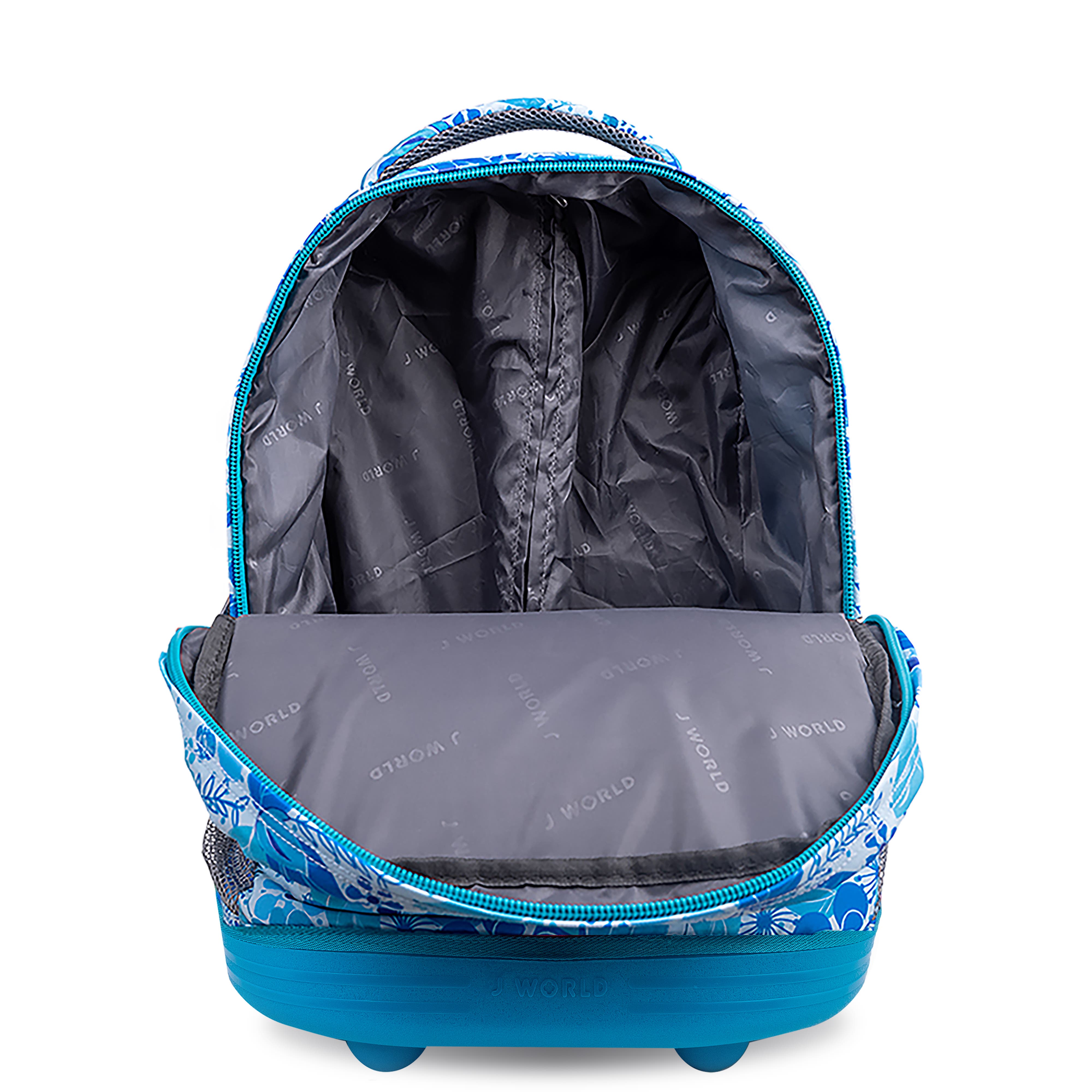 Sunrise 18" Kids Rolling Backpack, Alternate, color, Blue vine