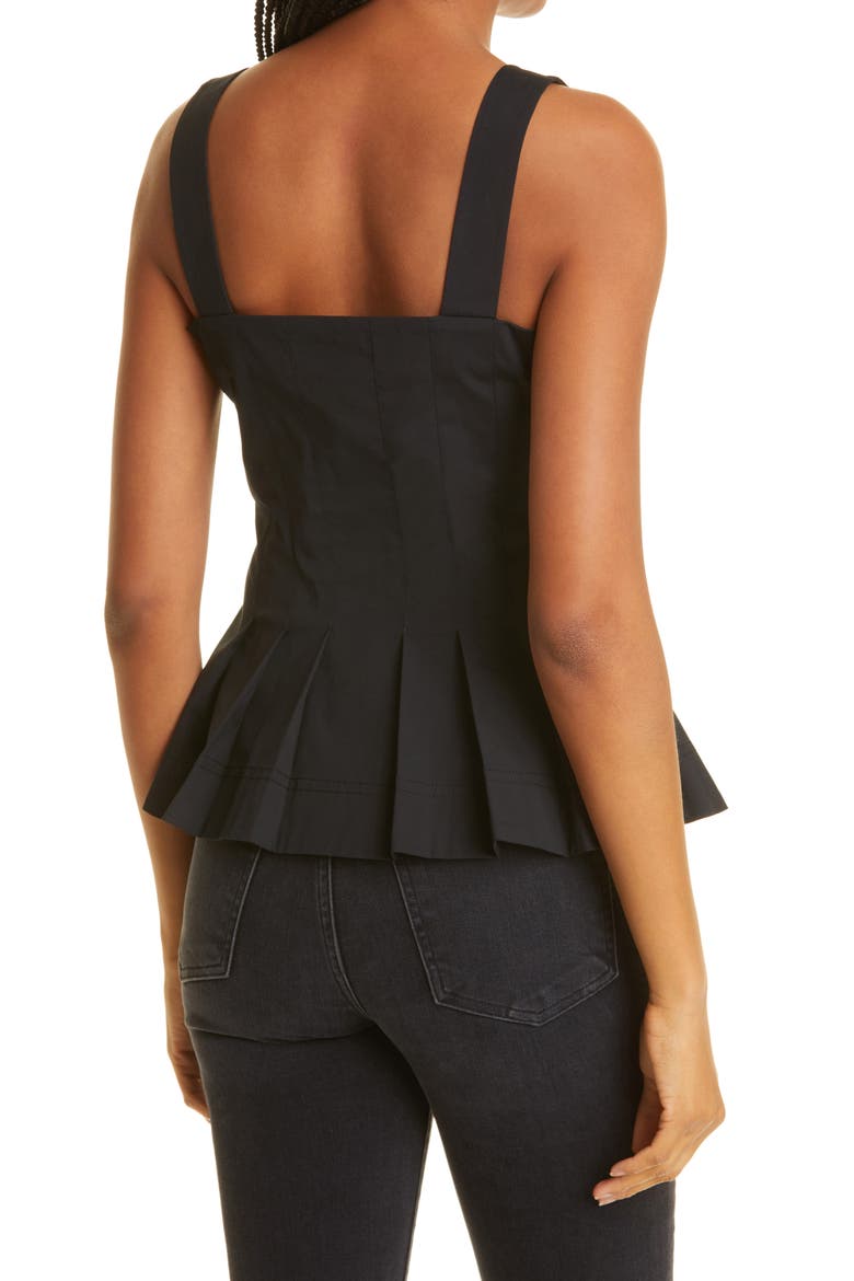 Laura Stretch Cotton Peplum Top, Alternate, color, BLACK