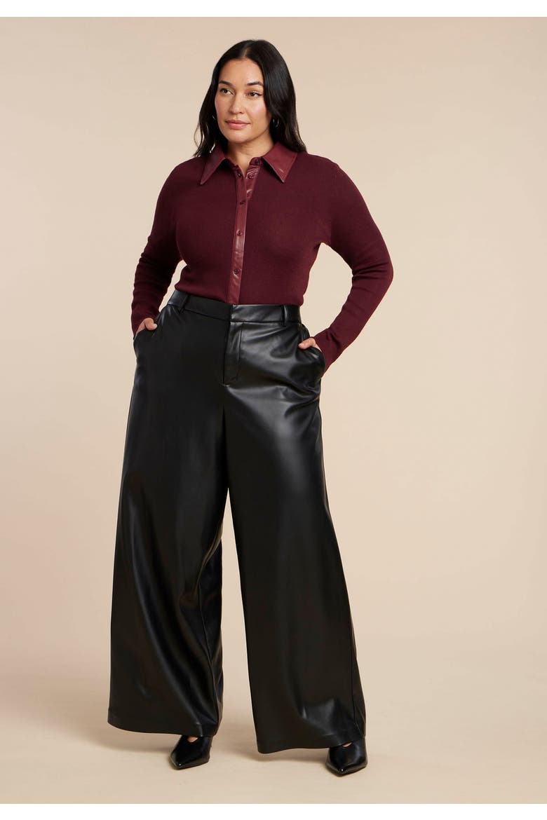 Wide Leg Faux Leather Pant, Alternate, color, BLACK ONYX