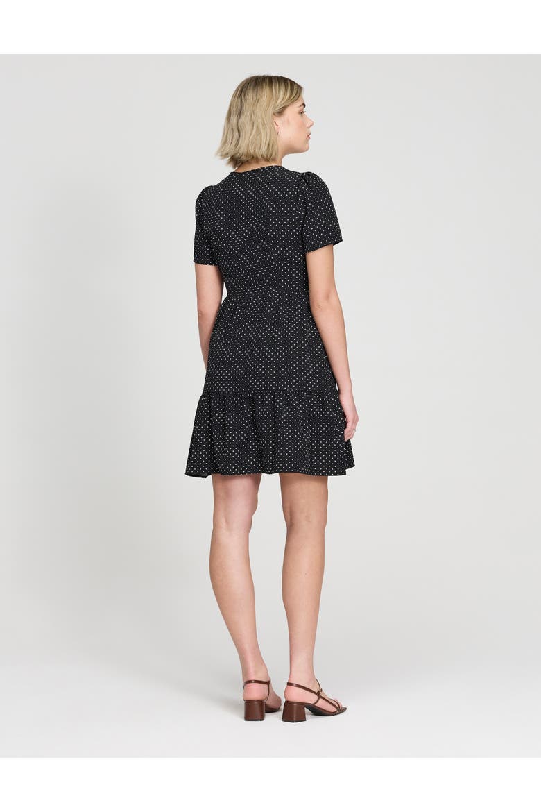 Lola Tie Front Tiered Short Dress, Alternate, color, Black Spot