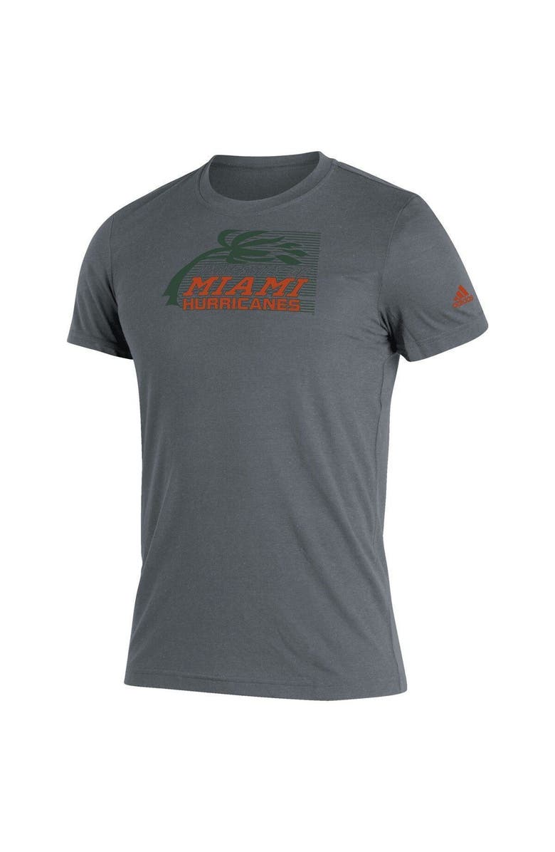 adidas Men's adidas Heathered Gray Miami Hurricanes Vintage Logo Tri-Blend T-Shirt, Alternate, color,