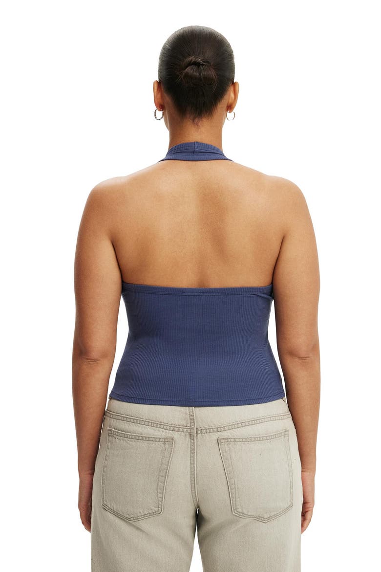 Women's Rib Scoop Halter, Alternate, color, Oxford Blue