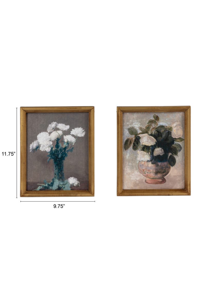 2-Piece Framed Vintage Reproduction Flower Wall Décor, Alternate, color, Multicolor