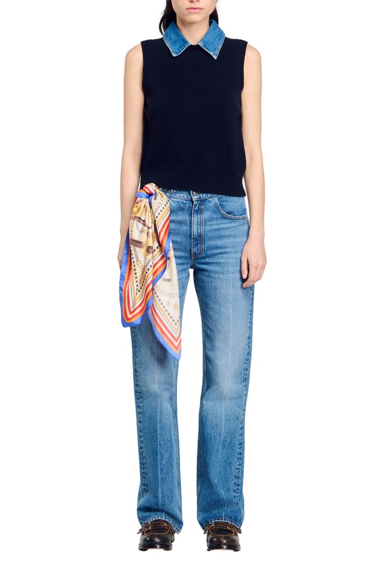 SANDRO Sweater with removable collar, Alternate, color, 