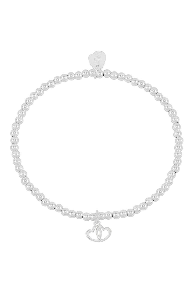Sienna Double Heart Beaded Stretch Bracelet, Alternate, color, SILVER