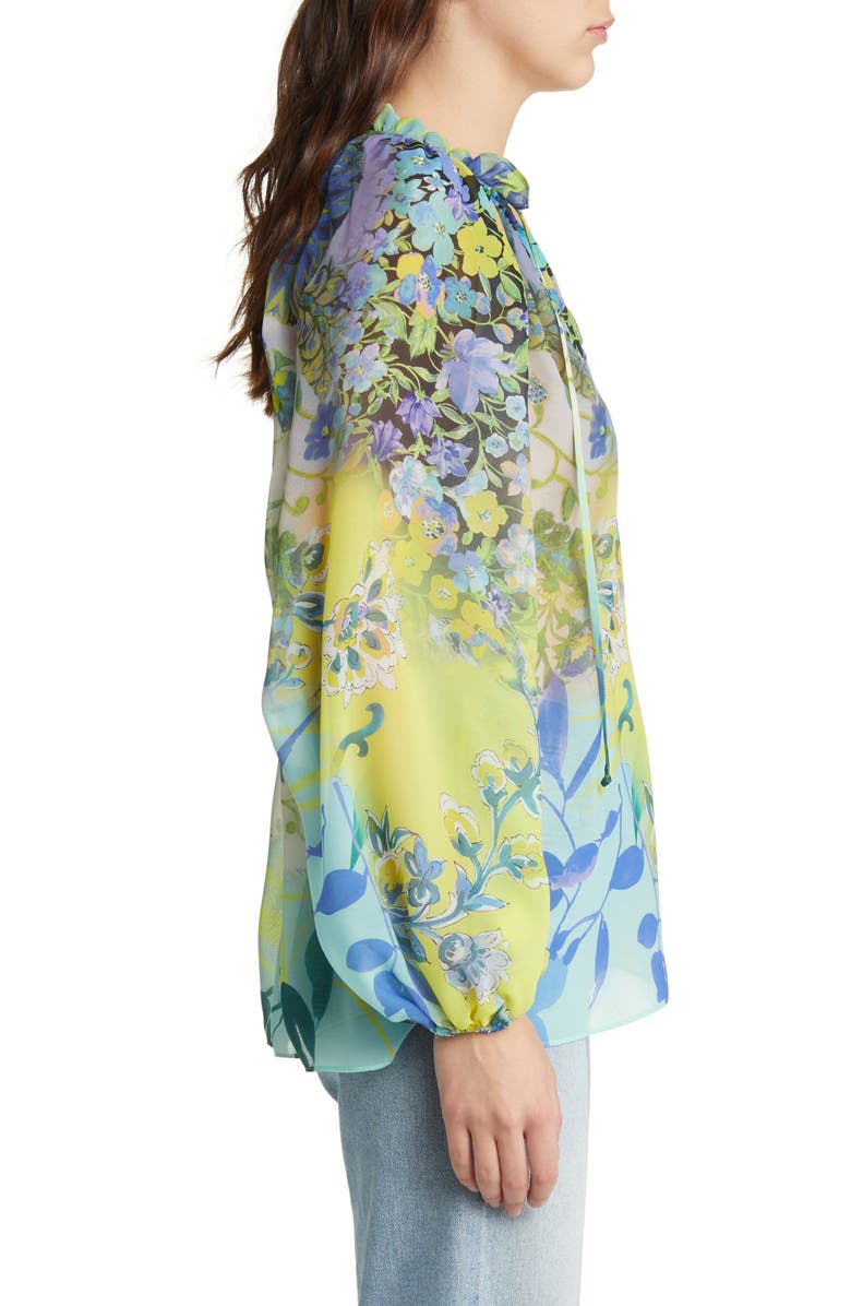 KOBI HALPERIN Tina Floral Print Tie Neck Blouse, Alternate, color,