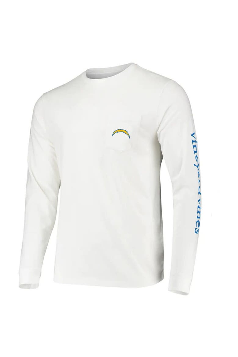 Men's Vineyard Vines White Los Angeles Chargers Whale Helmet Team Long Sleeve T-Shirt, Alternate, color, White