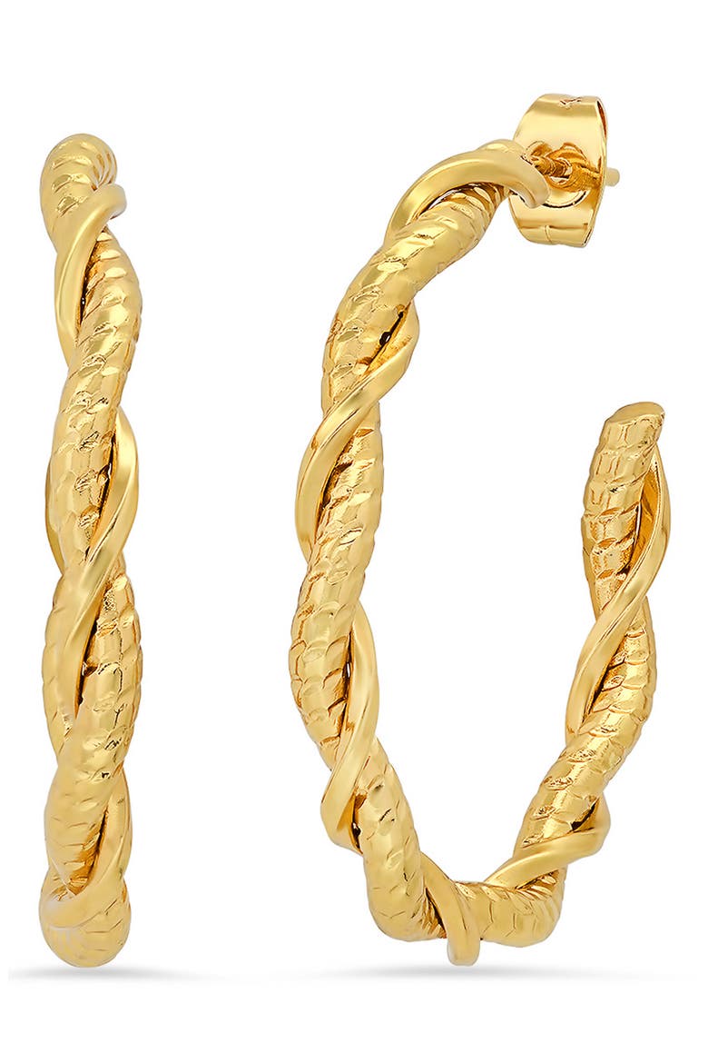 Textured Twist Hoop Earrings, Main, color, YELLOW