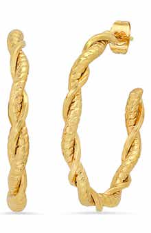 HMY JEWELRY Textured Twist Hoop Earrings