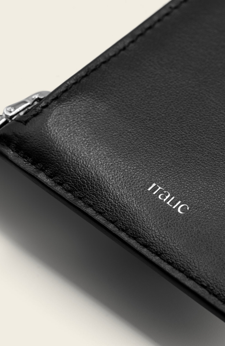 Italic Albee Leather Card Holder, Alternate, color, Black