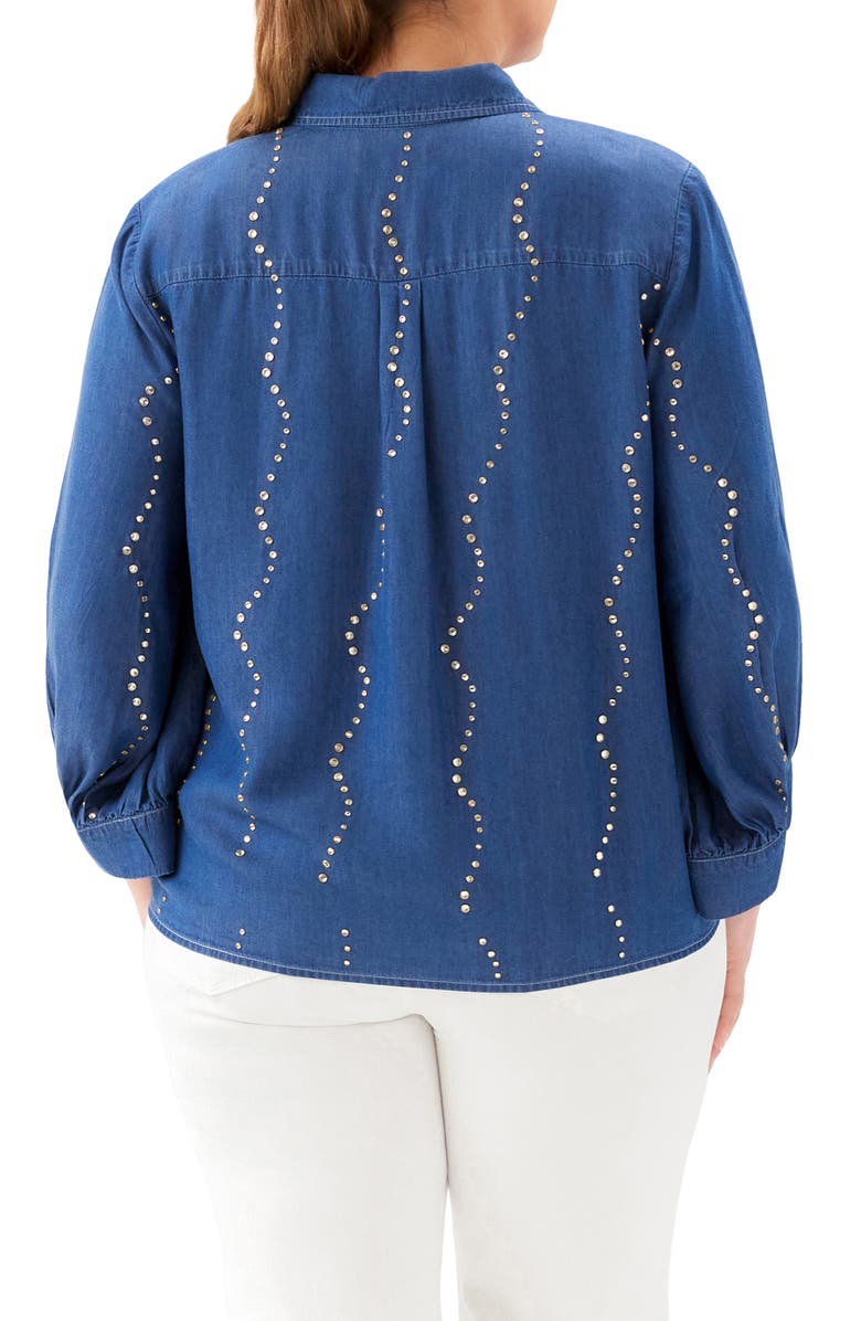 Karen Kane Gemstone Denim Shirt, Alternate, color, Chambray