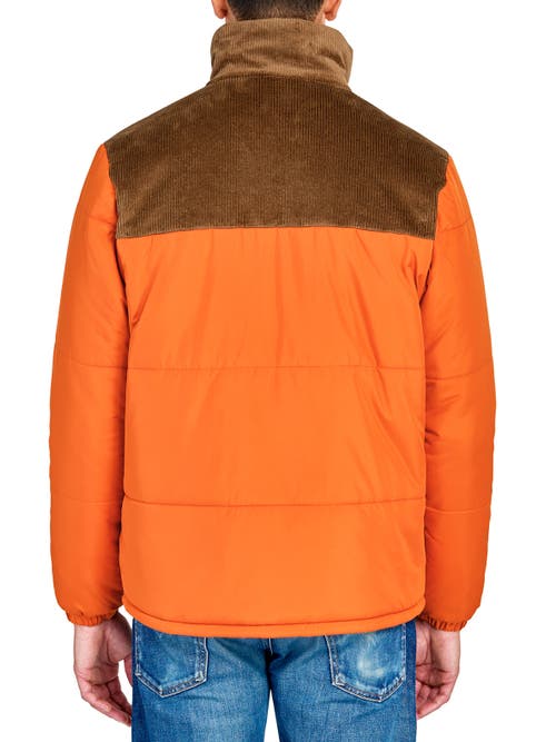 Construct Solid Puffer Jacket In Orange