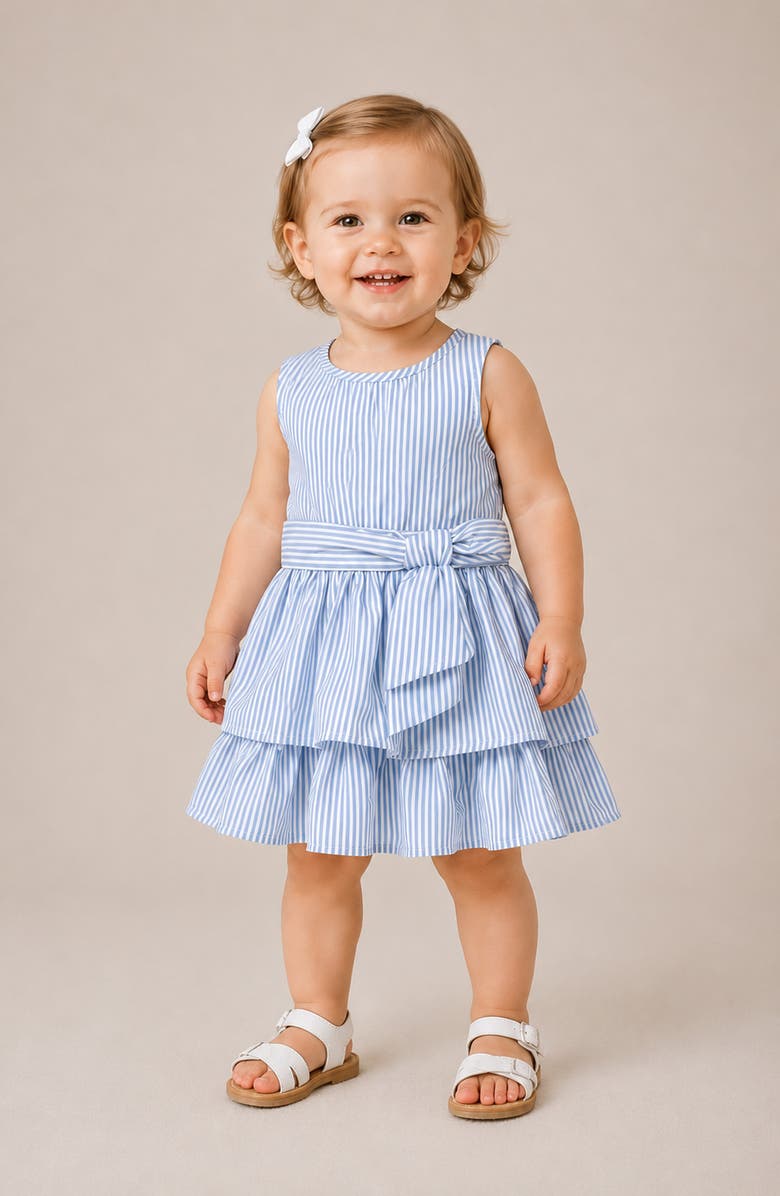 Habitual Kids Stripe Tiered Dress with Bloomers, Alternate, color, Blue
