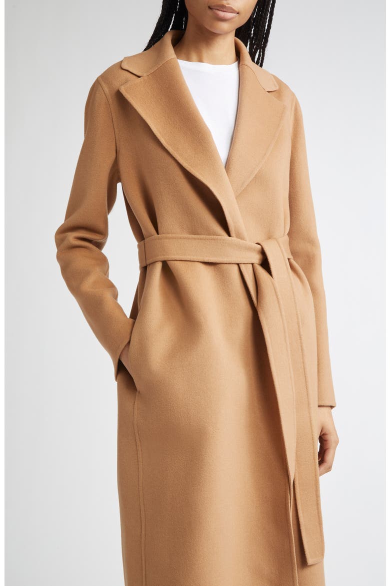 Belted Double Face Wool Wrap Coat, Alternate, color, NEW CAMEL