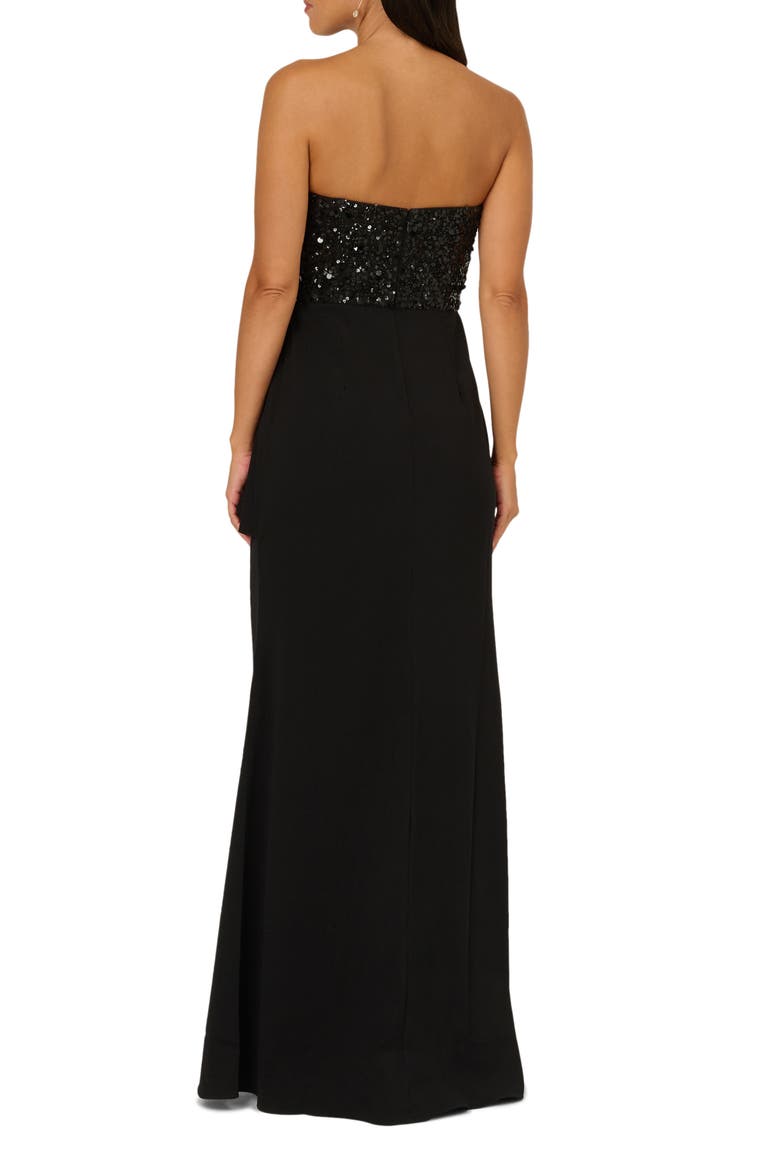 Beaded Bodice Strapless Mermaid Gown, Alternate, color, BLACK