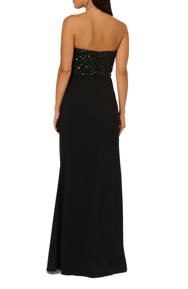 Adrianna Papell Beaded Bodice Strapless Mermaid Gown, Alternate, color, Black
