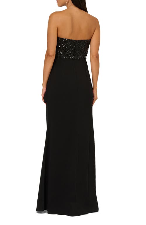 Adrianna Papell Beaded Bodice Strapless Mermaid Gown In Black