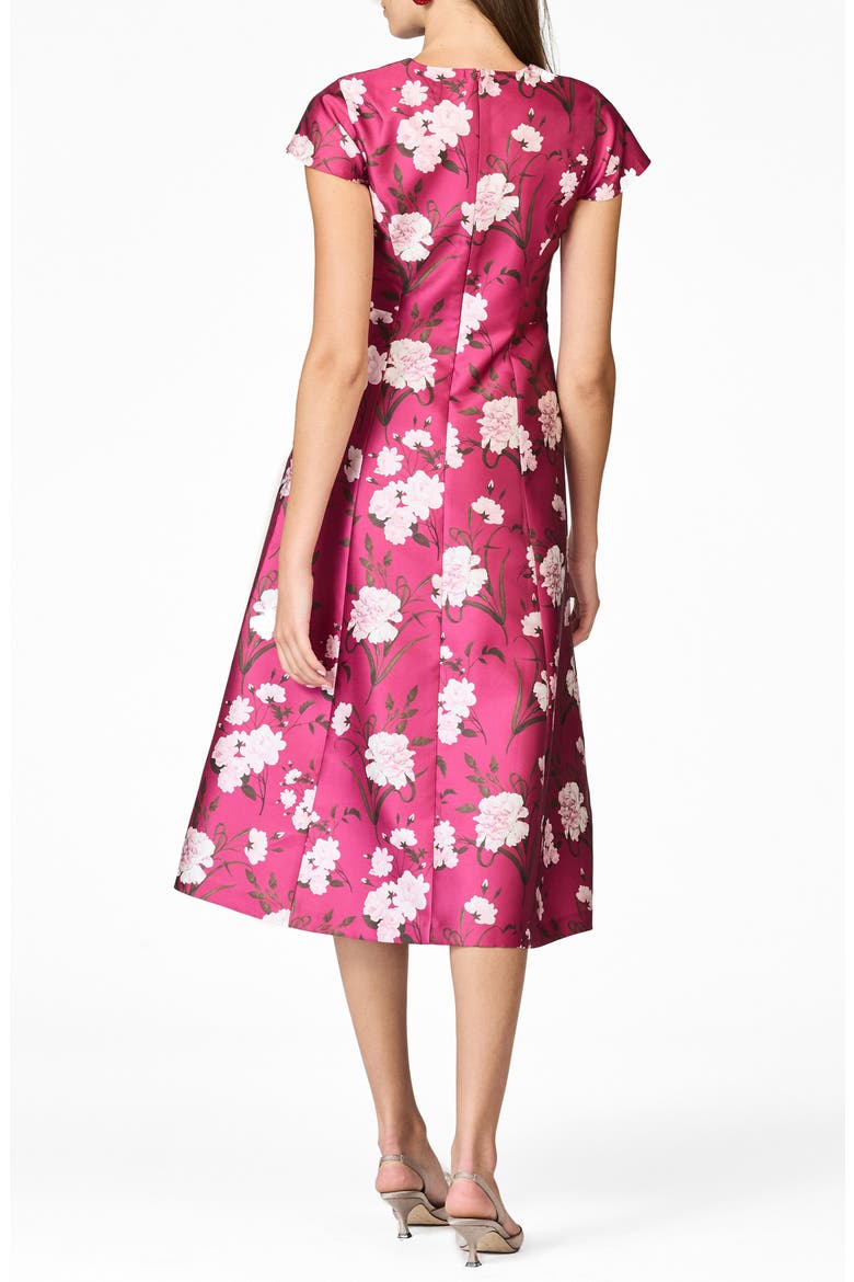 Jackie Floral Cocktail Midi Dress, Alternate, color, RHODOLITE ENGLISH ROSE