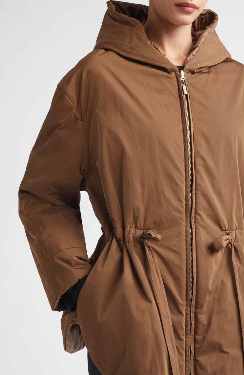 Max Mara Charme Water Repellent Hooded Jacket, Alternate, color, Honey