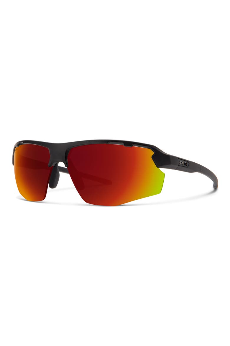 Resolve 70mm ChromaPop™ Oversize Shield Sunglasses, Alternate, color, MATTE BLACK / RED MIRROR