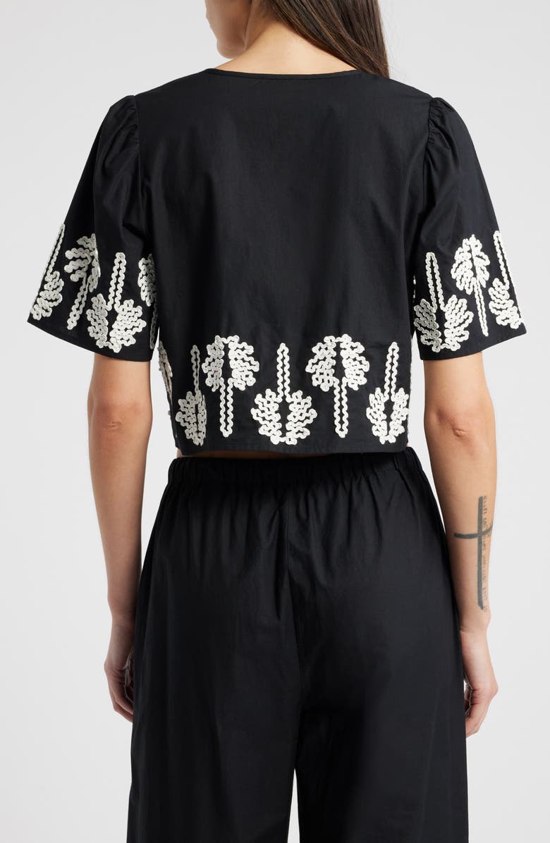 Rails Pari Rickrack Palms Tie Front Cotton Crop Top, Alternate, color,