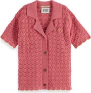 Scotch & Soda Kids' Scallop Pointelle Short Sleeve Polo Sweater