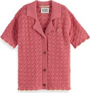 Scotch & Soda Kids' Scallop Pointelle Short Sleeve Polo Sweater