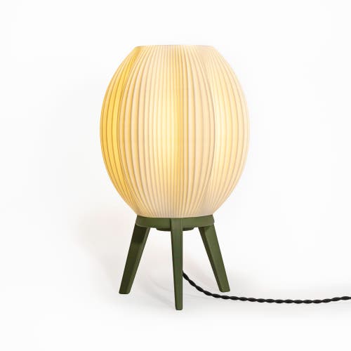 Jonathan Y Wavy 16.5" Modern Contemporary Plant-based Pla 3d Printed Dimmable Led Table Lamp In White/green