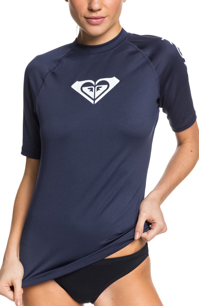 Roxy Whole Hearted Short Sleeve Rashguard, Main, color,