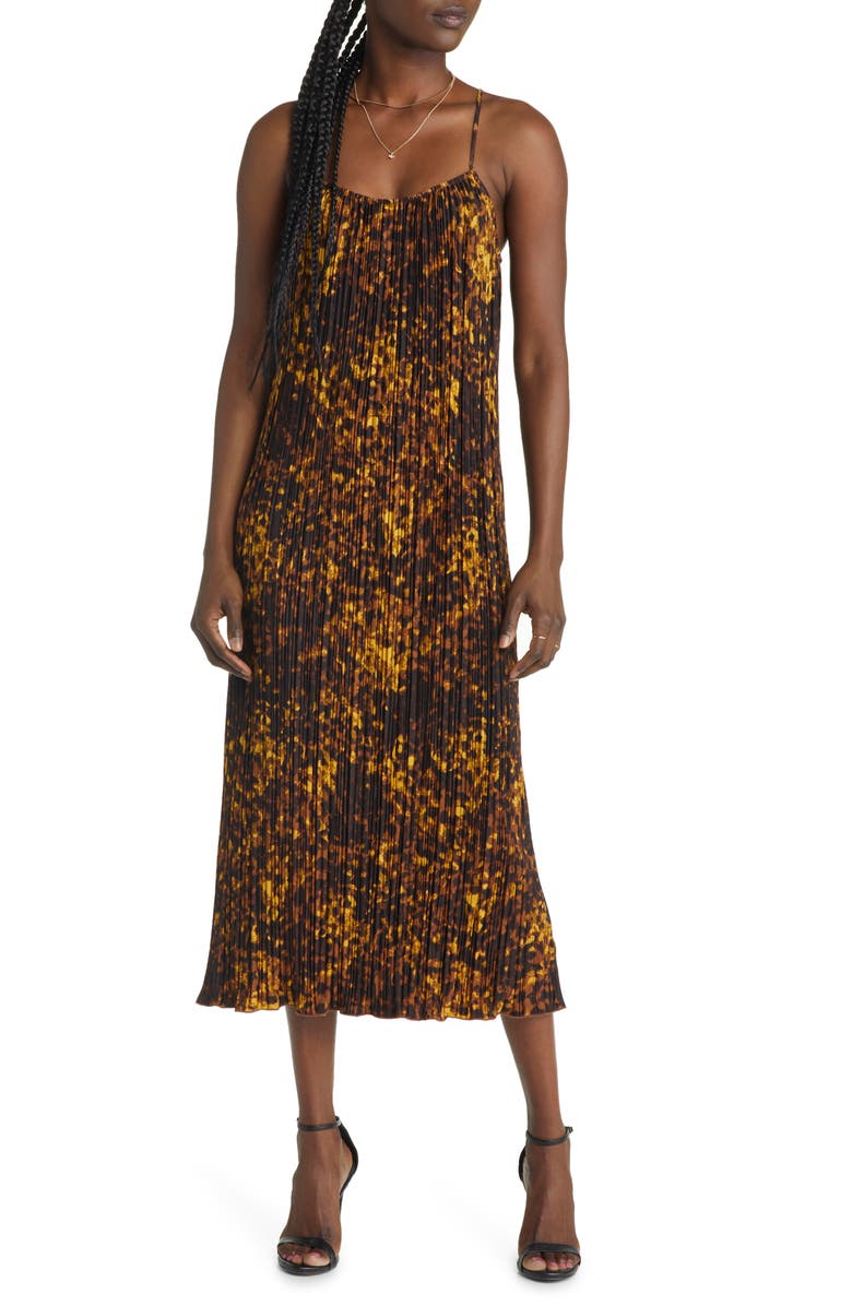 Rails Ami Toritese Shell Print Plissé Slip Dress, Main, color, 