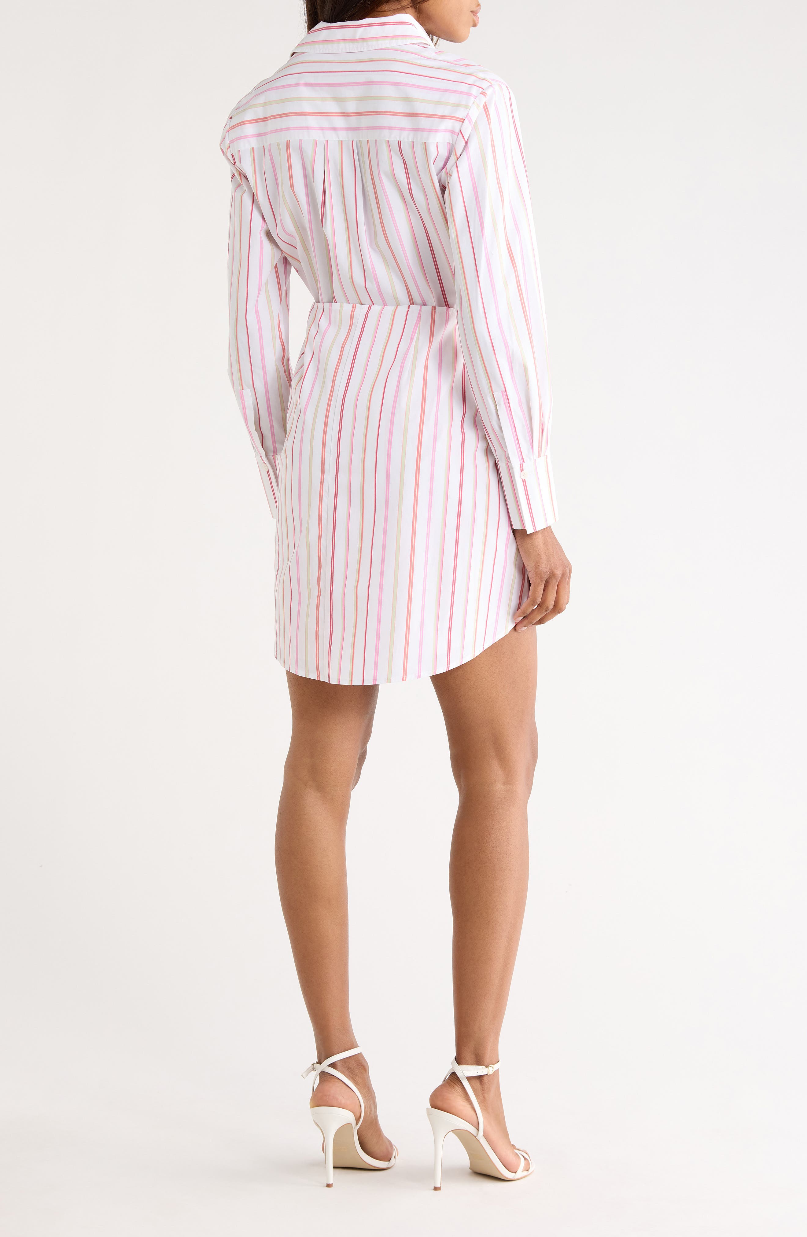 Trish Striped Long Sleeve Waist Tie Shirtdress - image 2