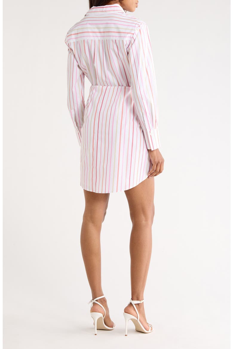 Trish Striped Long Sleeve Waist Tie Shirtdress, Alternate, color, WHITE/ PINK
