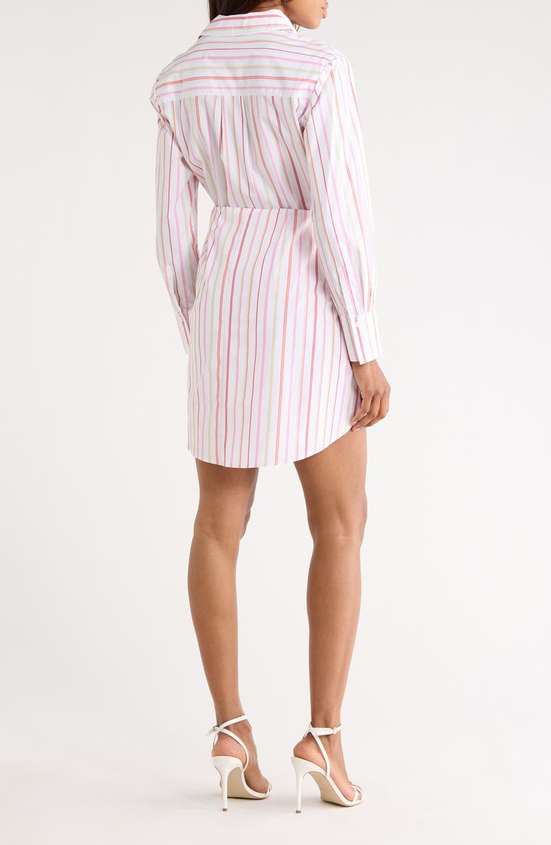 Derek Lam 10 Crosby Trish Striped Long Sleeve Waist Tie Shirtdress, Alternate, color, White/ Pink