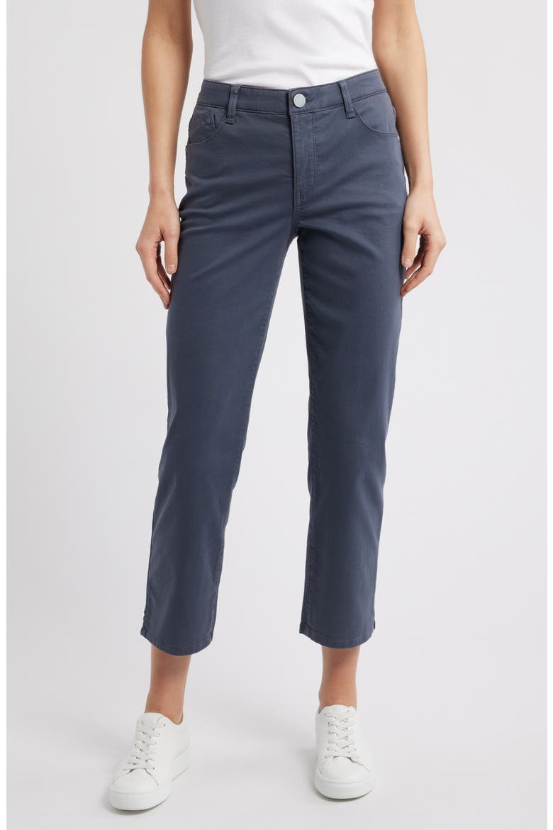 High Waist Straight Leg Stretch Twill Pants, Main, color, SHADOW