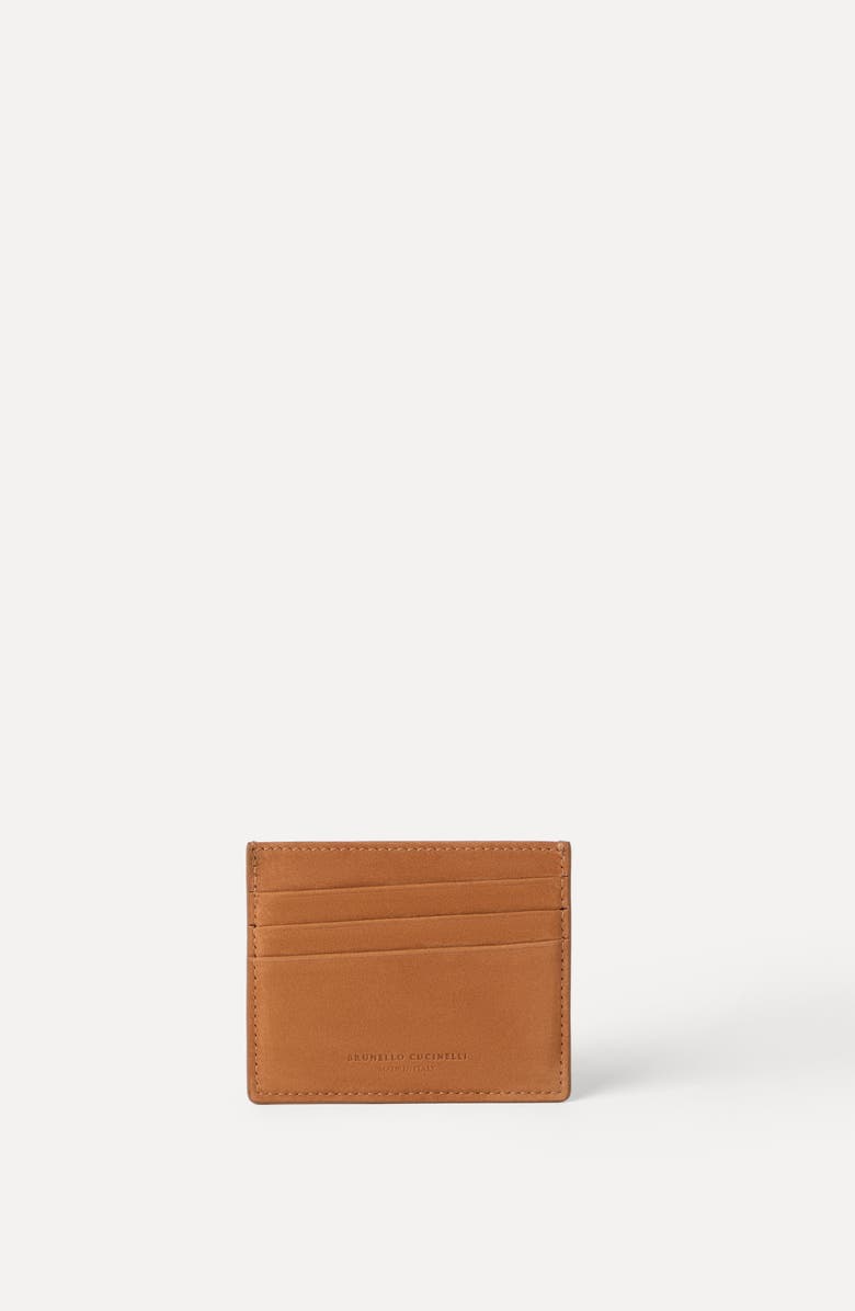 Brunello Cucinelli Nubuck card holder, Alternate, color, Cognac