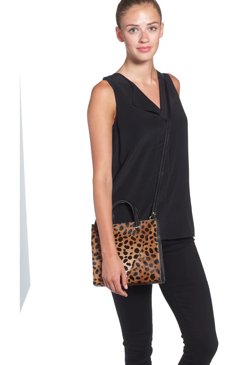 Clare V. 'Petit Simple' Leopard Print Genuine Calf Hair Tote, Alternate, color,