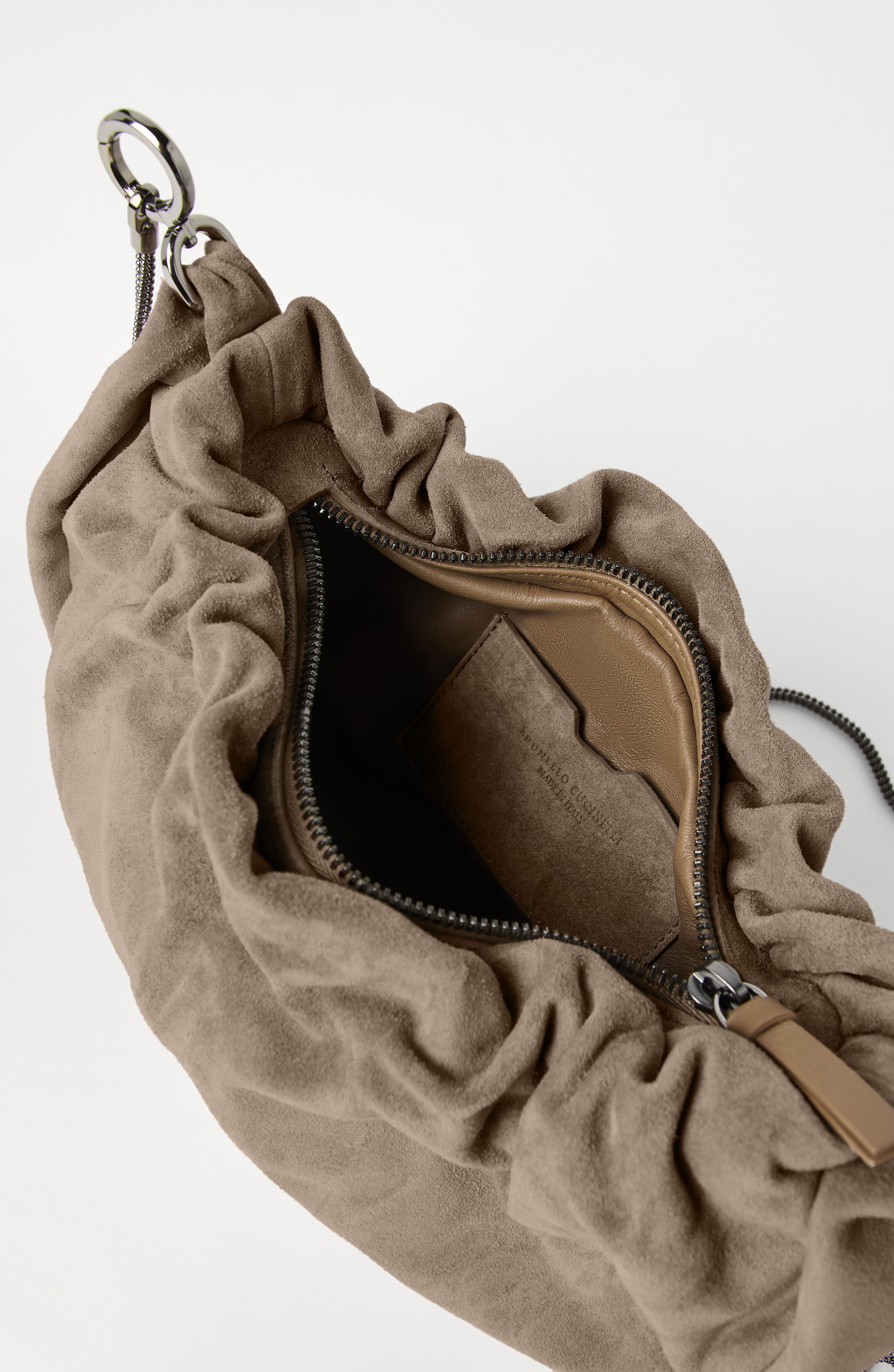 Brunello Cucinelli Suede Brioche Hobo bag, Alternate, color, 