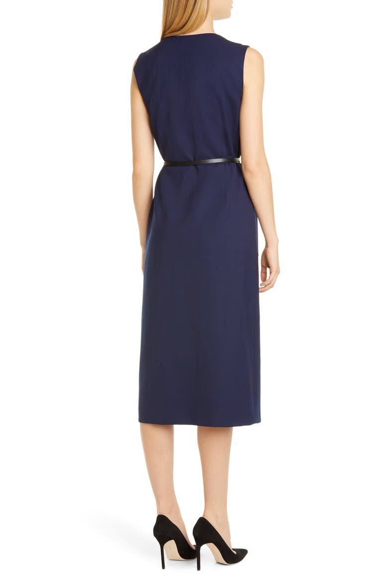 Belted Wool Pencil Dress, Alternate, color, 000406 BERRY BLUE