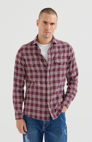Brunello Cucinelli Cotton and lyocell tartan flannel western shirt