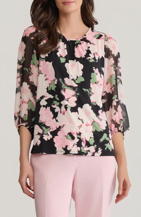 Floral Shirred Neck Top