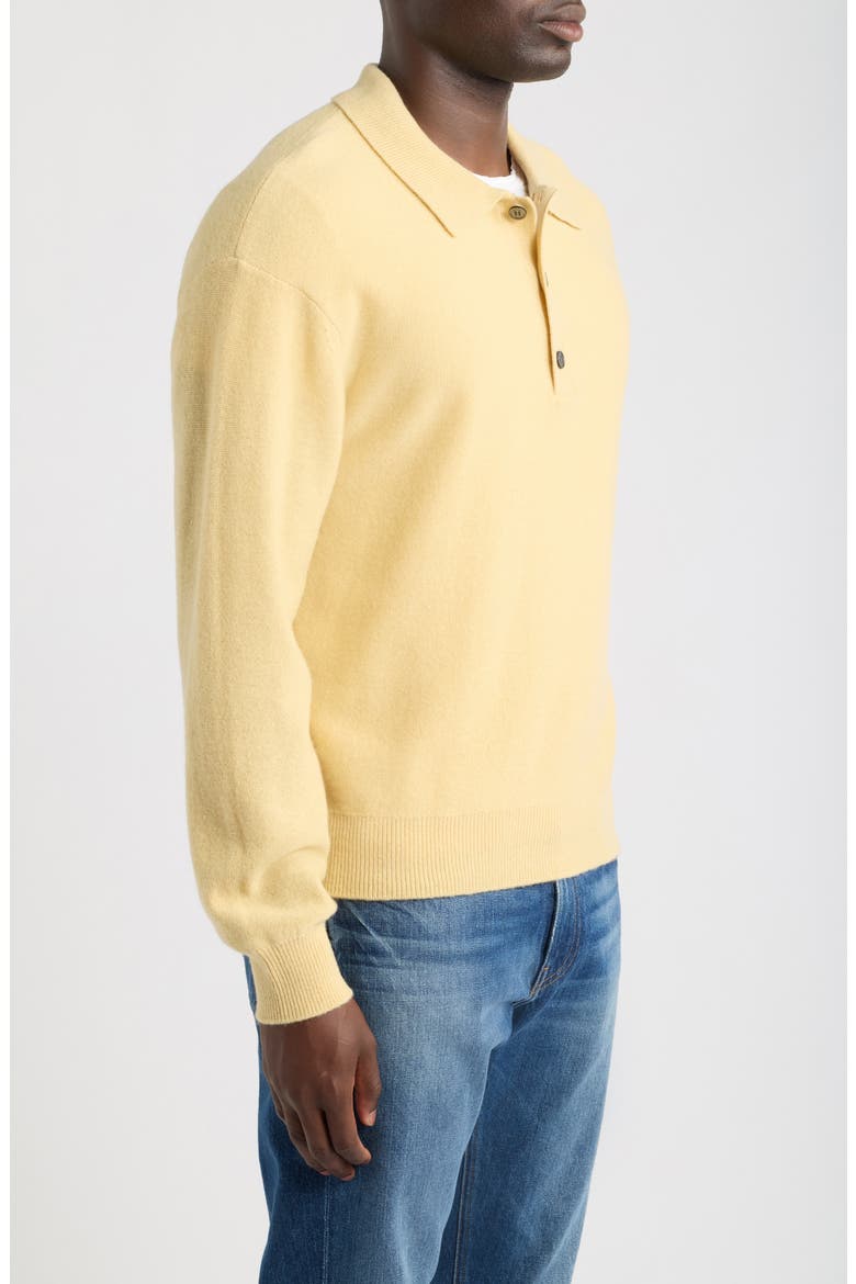 Boiled Wool Polo Sweater, Alternate, color, OLD YELLOW