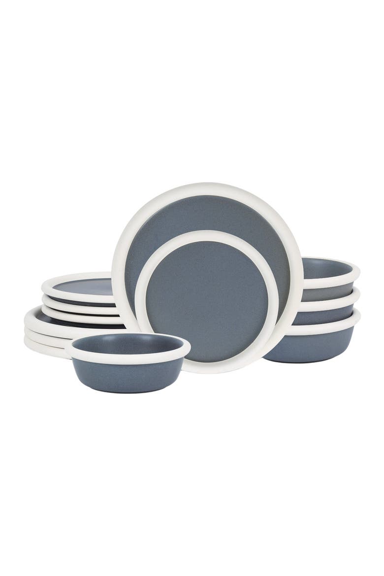 Capri Stoneware 12-Piece Dinnerware Set, Main, color, Grey-Blue